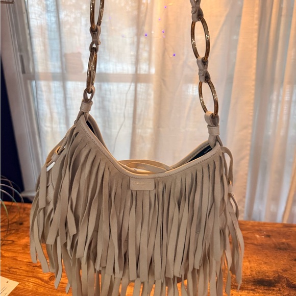 Yves Saint Laurent Sued WHITE FRINGE shoulder bag! - Picture 12 of 14